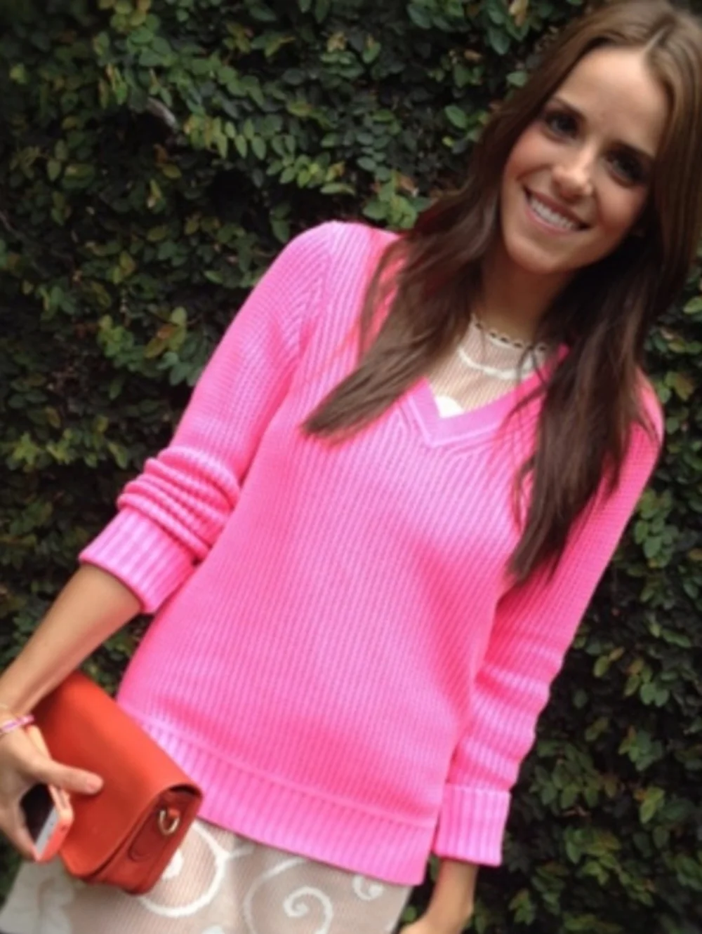 ๐ค J. Crew neon pink 100% cotton sweater - Picture 2 of 9
